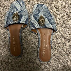 Kurt Geiger Blue Denim Sandals with Gold Accent